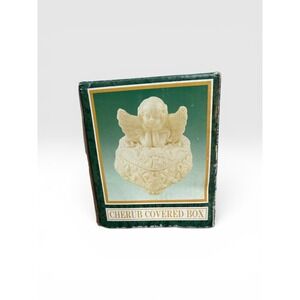 World Bazaars Jade Collection Cherub Covered Box Angel Heart Trinket Dish 21829